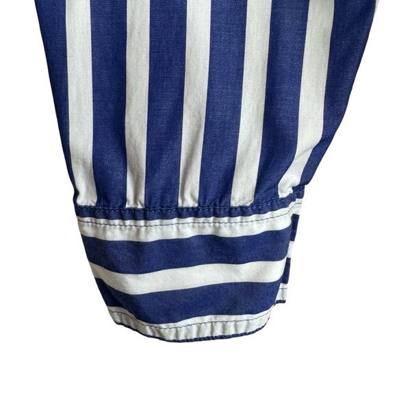 J. Crew Button Down Shirt Dress Size Small Vertical Striped Blue White Loose Fit - Picture 4 of 12
